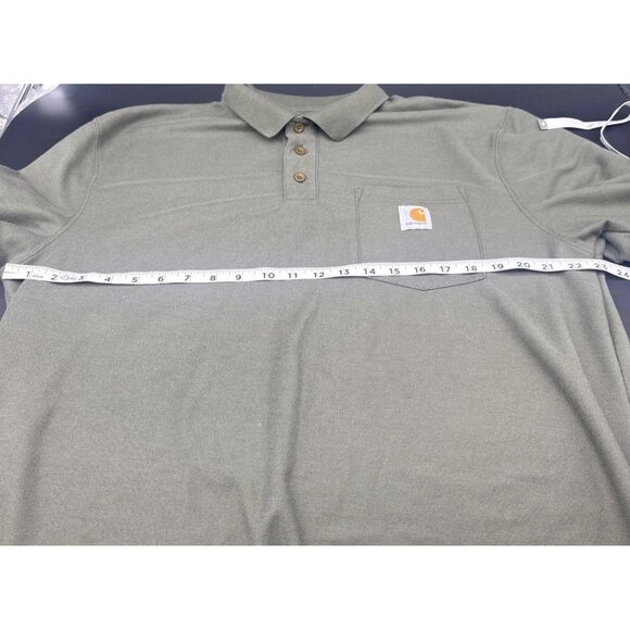 Carhartt Men’s Army Green Loose Fit Short Sleeve Pocket Knit Polo Shirt Sz L - Picture 5 of 7